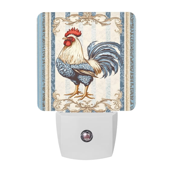 Blue Retro Rooster Night Light, Farmhouse Chicken Vintage Rustic ...