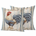 thumbnail image 1 of Blue Retro Rooster Pillow Covers 2 Pack Farmhouse Chicken Vintage Rustic Country Pillowcase Waterproof Outdoor Throw Pillow Cover for Patio Garden Square Cushion 26”x26”, 1 of 9