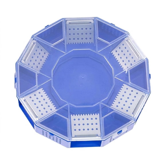 Blue Reusable Cockroach Trap Box with Segmented Entry Compartments for Kitchen Floor Placement