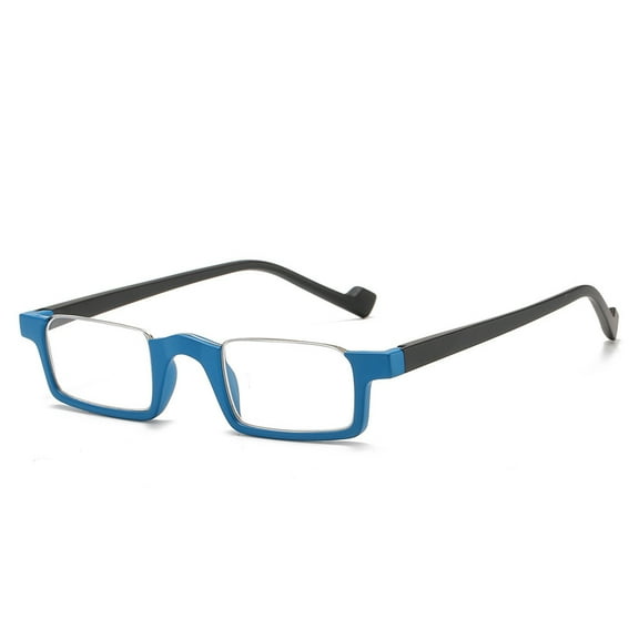 Blue Reversal Half Rimless Reading Glasses 2.5, Fashion Rectangle Presbyopia Glasses for Men and Women, HD Half Moon Spring Hinge Readers +2.50