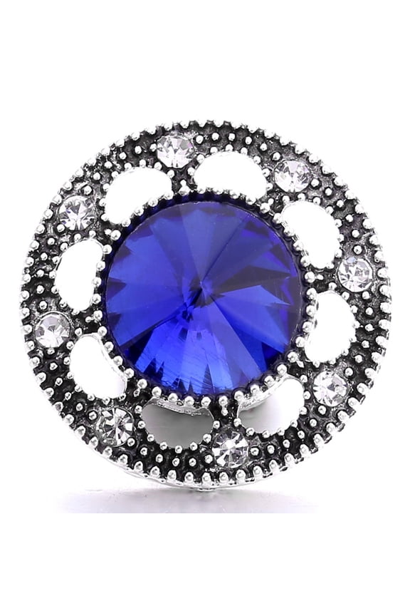 Blue Rhinestone Crown Snap Jewelry Ginger Charm Button, For Interchangeable DIY Customizable Accessories