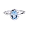 thumbnail image 1 of Blue Rhinestone Ring for Women Adjustable Silver Opening Ring Cubic Zirconia Jewelry Accessory for Wedding Engagement, 1 of 7