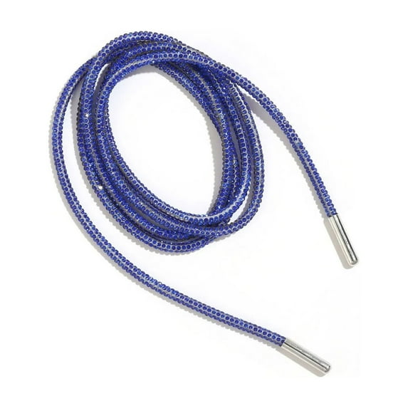 Blue Rhinestone Shoelaces For Shoes Glitter Round Rope Drawstring Cord Replacement For Sneakers Hoodies Casual Decor Accessory Size 120