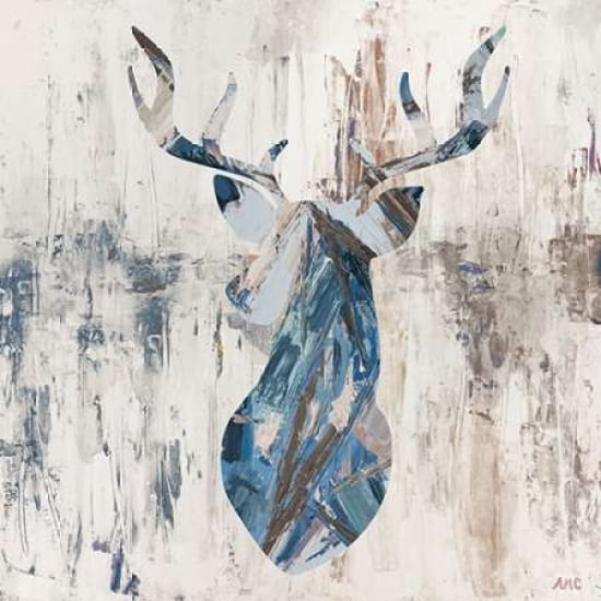 Blue Rhizome Deer Bust Canvas Art - Ann Marie Coolick (24X24)