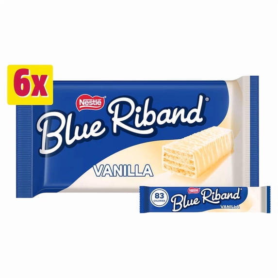 Blue Riband Vanilla White Wafer Biscuit Bar 6 Pack Multipack 90g - British Biscuits