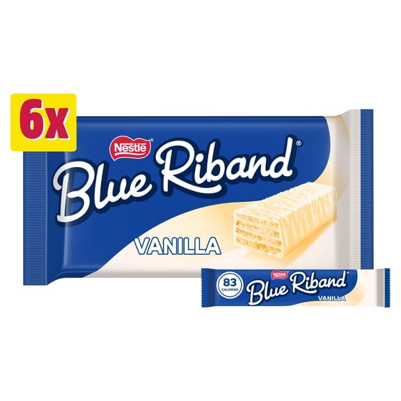 Blue Riband Vanilla White Wafer Biscuit Bar 6 Pack Multipack 90g, Imported from Britain
