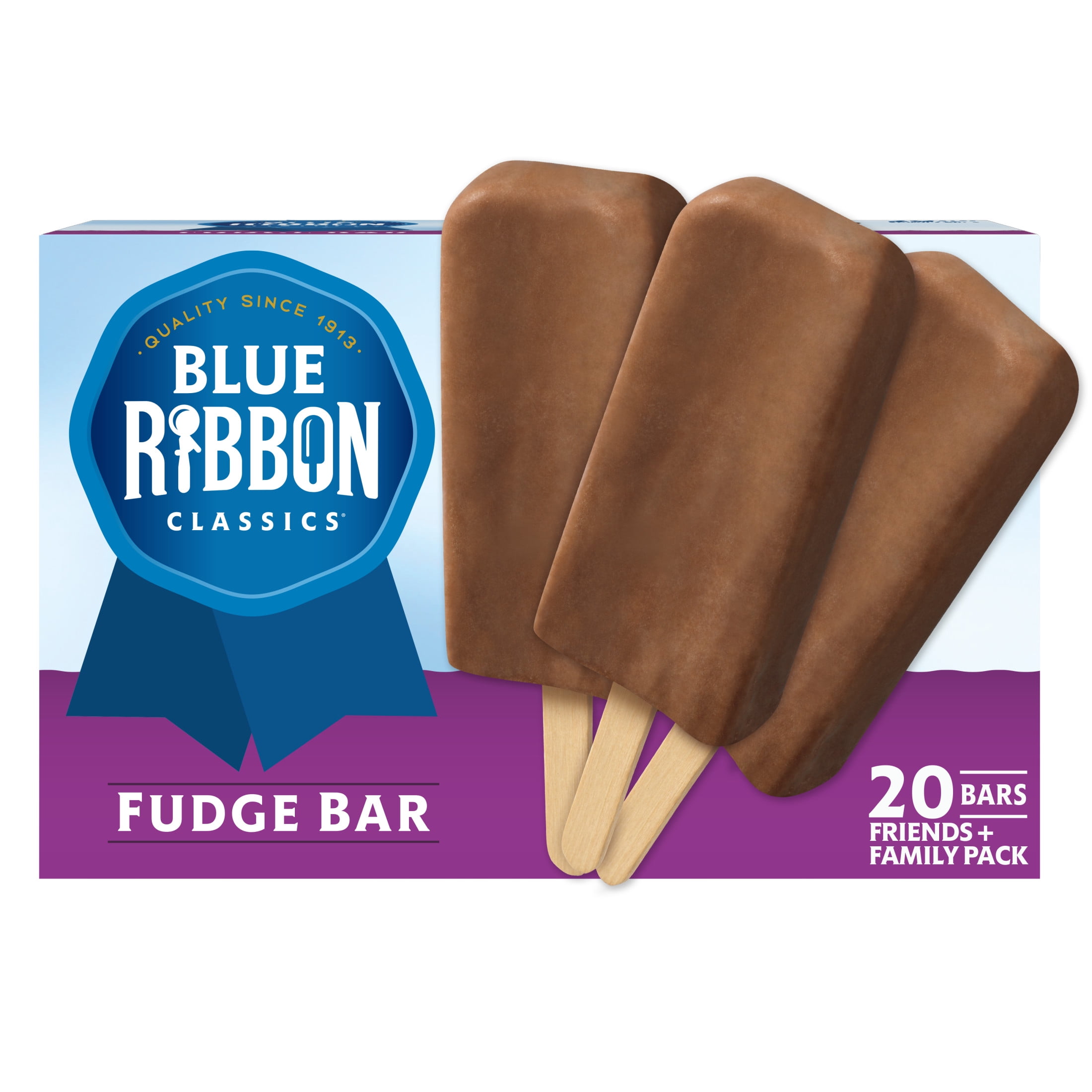 Blue Ribbon Classics Chocolate Flavored Fudge Frozen Dessert Treat Bar, 45 fl oz, 20 Pack