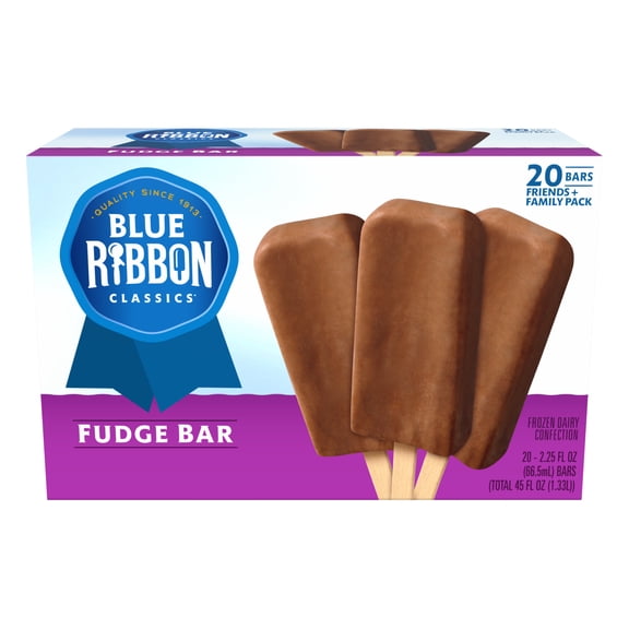 Blue Ribbon Classics Chocolate Flavored Fudge Frozen Dessert Treat Bar, 45 fl oz, 20 Pack