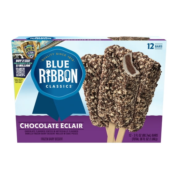 Blue Ribbon Classics Chocolate clair Coated In Cake Pieces Frozen Dessert Treat Bar, 36 fl oz, 12 Pack