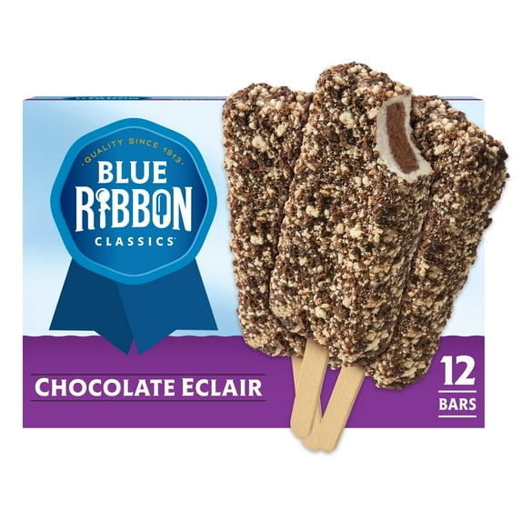 Blue Ribbon Classics Chocolate Éclair Coated In Cake Pieces Frozen Dessert Treat Bar, 36 fl oz, 12 Pack