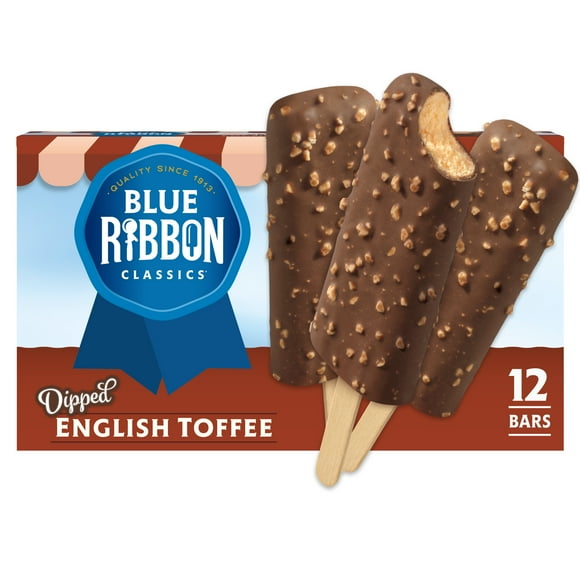 Blue Ribbon Classics English Toffee Coated With Chocolate Flavor and Toffee Pieces Frozen Dessert Treat Bar, 24 fl oz, 12 pack