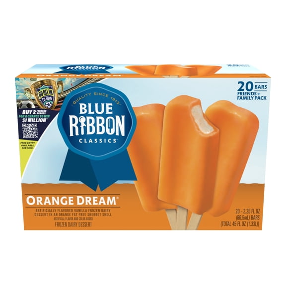 Blue Ribbon Classics Orange Dream Frozen Dessert Treat Bar, 45 fl oz, 20 Pack