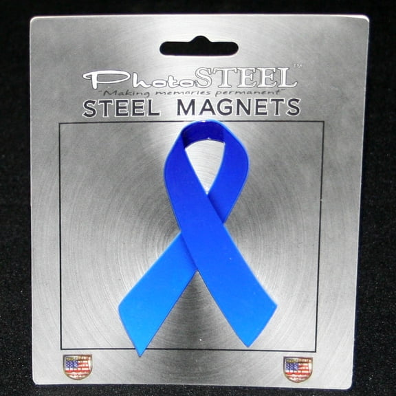 Blue Ribbon Colon Cancer Awareness Metal With Magnets 4.5" By 2.75"