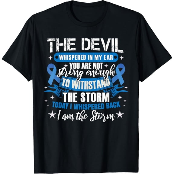 Blue Ribbon | Colonscopy Colorectal Colon Cancer Warrior T-Shirt Men women T-shirt black, gift. Sizes: S, M,L, XL, 2XL, 3XL, 4XL