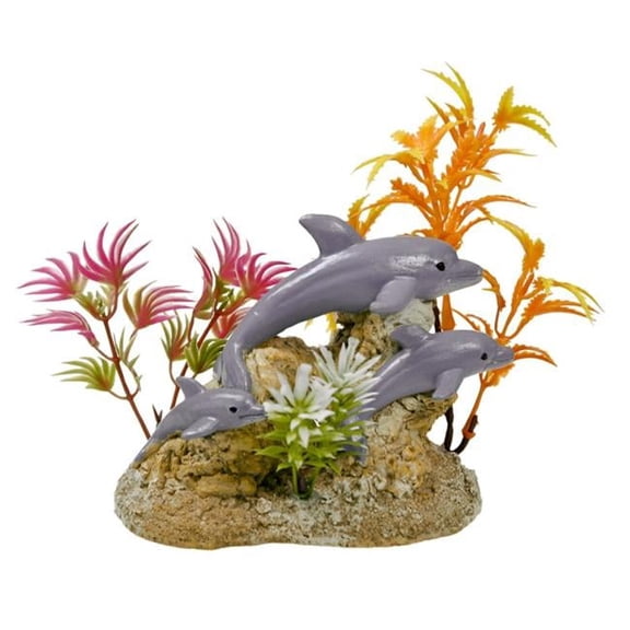 Blue Ribbon Pet Products 006249 Exotic Environments Aquatic Scene with Dolphins - Multi Color, Small