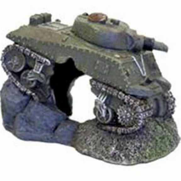 Blue Ribbon Sunken Army Tank with Cave Ornament