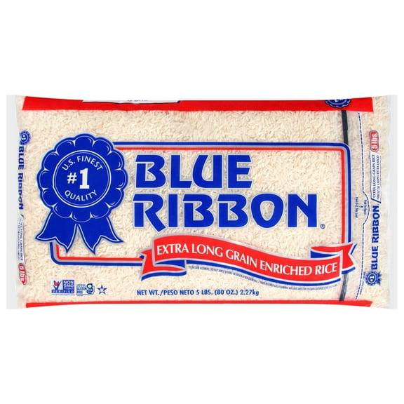 Blue Ribbon White Rice, Extra Long Grain Enriched Rice, Gluten Free, 5 lb Bag