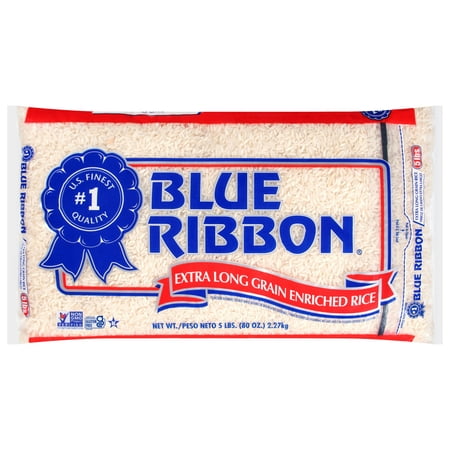Blue Ribbon White Rice, Extra Long Grain Enriched Rice, Gluten Free, 5 lb Bag