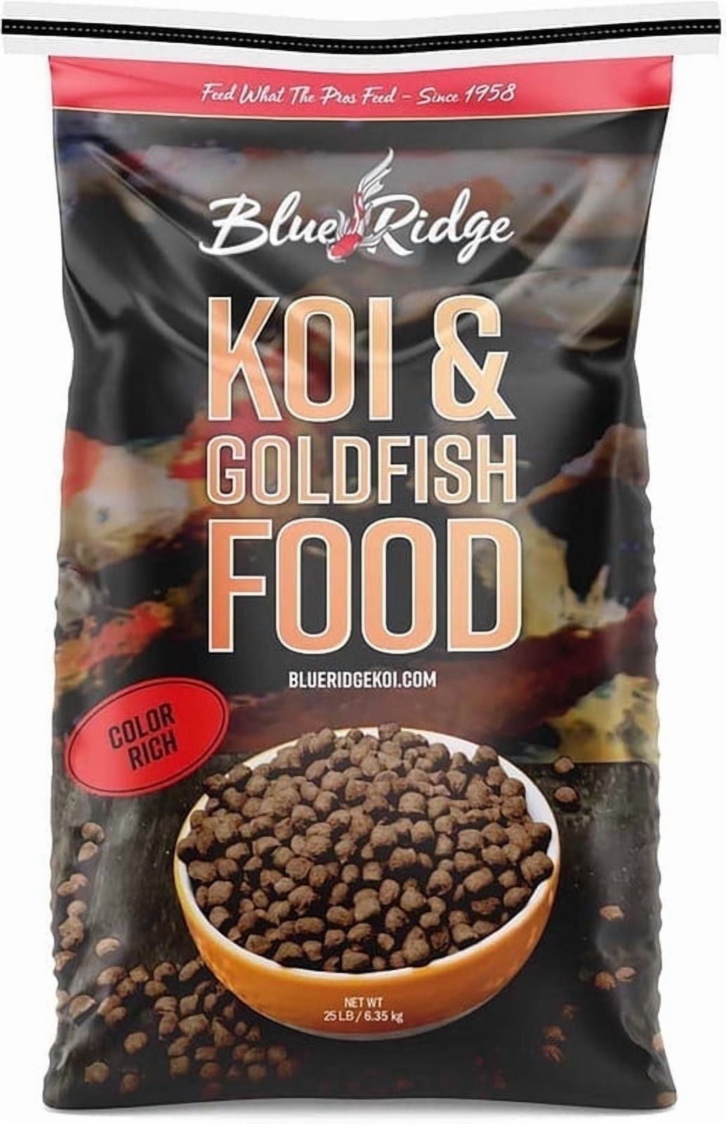 Blue Ridge Koi Fish Food 25lb - Koi Food Color Growth Formula, Goldfish Food, Premium Fish Food for Ponds, Ponds Fish Food, Floating Pond Pellets