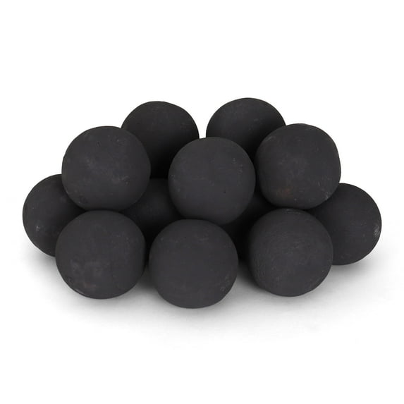 Blue Ridge Brand Ceramic Fire Balls - Lava Rock for Fire Pits - Propane & Gas Fire Pits and Fireplace - Ceramic Spheres for Outdoor and Indoor Use (3" Black) - 15 pack