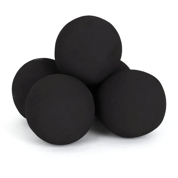 Blue Ridge Brand Ceramic Fire Balls - Uniform 5" Lava Rock for Fire Pits - Propane & Gas Fire Pits and Fireplace - Natural Lava Stones - (12-pack, Black)