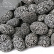 Blue Ridge Brand Lava Rock - Tumbled Lava Stones -  Black/Gray Lava Pebbles - Volcanic Rock - Landscaping Rocks