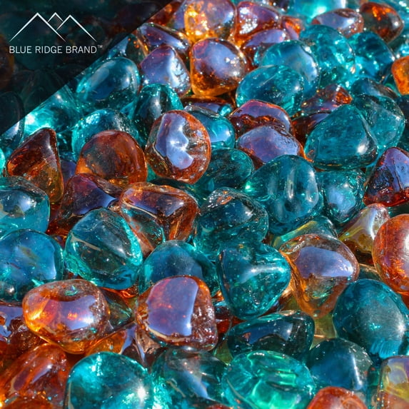 Blue Ridge Brand Reflective Fire Glass Diamonds - Professional Grade Fire Pit Glass - 1" Reflective Glass for Fire Pit and Landscaping - Bulk and Contractor Quantities Available