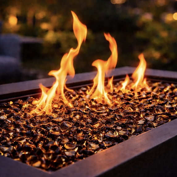 Blue Ridge Brand Reflective Fire Glass Diamonds - Professional Grade Fire Pit Glass - 1" Reflective Glass for Fire Pit and Landscaping - Bulk and Contractor Quantities Available