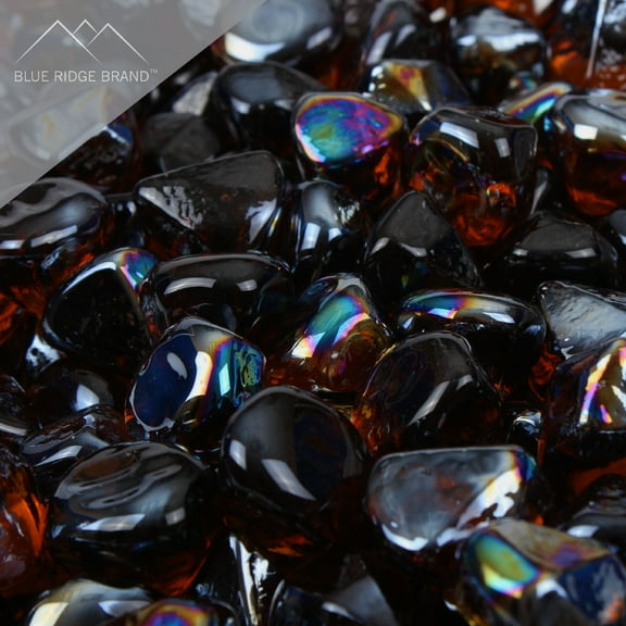 Blue Ridge Brand Reflective Fire Glass Diamonds - Professional Grade Fire Pit Glass - 1" Reflective Glass for Fire Pit and Landscaping - Bulk and Contractor Quantities Available