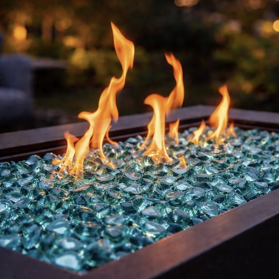 Blue Ridge Brand Reflective Fire Glass Diamonds - Professional Grade Fire Pit Glass - 1" Reflective Glass for Fire Pit and Landscaping - Bulk and Contractor Quantities Available