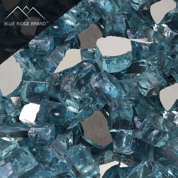 Blue Ridge Brand Reflective Fire Pit Glass - Firepit Glass Rock - Glass Stones - Gas & Propane Fire Pit & Fireplace Glass (10 Pound, Seafoam)