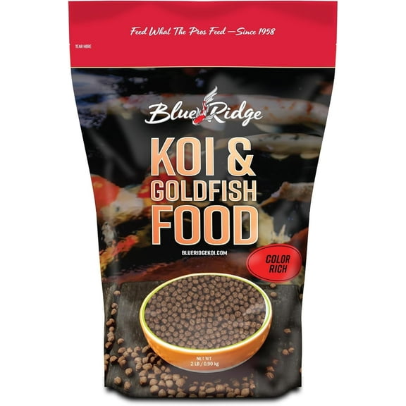 Blue Ridge Koi Fish Food 2lb - Koi Food Color Growth Formula, Goldfish Food, Premium Fish Food for Ponds, Ponds Fish Food, Floating Pond Pellets