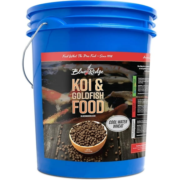 Blue Ridge Koi Fish Food 14lb - Koi Food Cool Water Wheat, Goldfish Food, Premium Fish Food for Ponds, Ponds Fish Food, Koi Food Fall and Winter Fish Food, Floating Pond Pellets