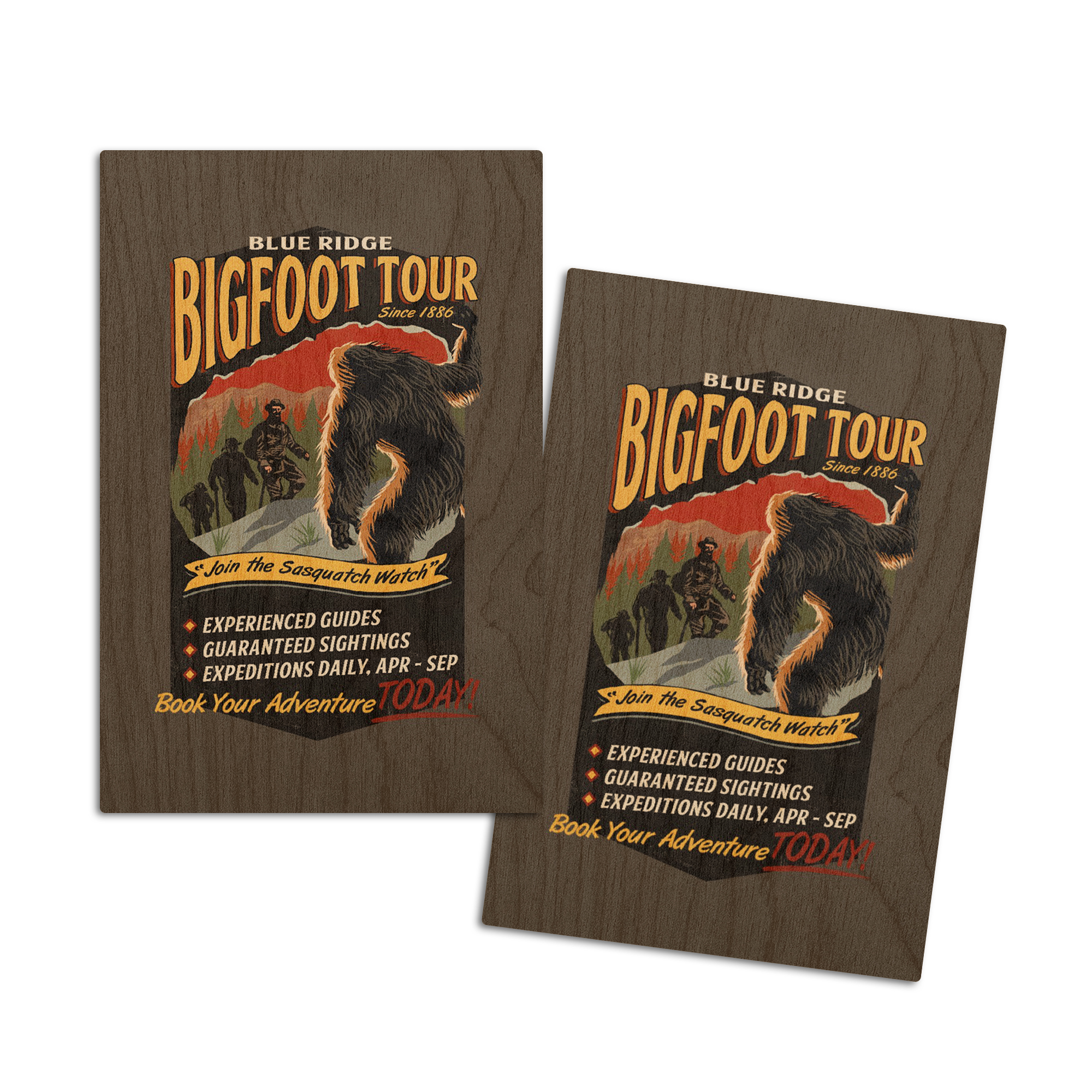 Blue Ridge Ga Postcard Blue Ridge, Georgia, Bigfoot Tour, Vintage Sign, Contour (4x6 Birch ...