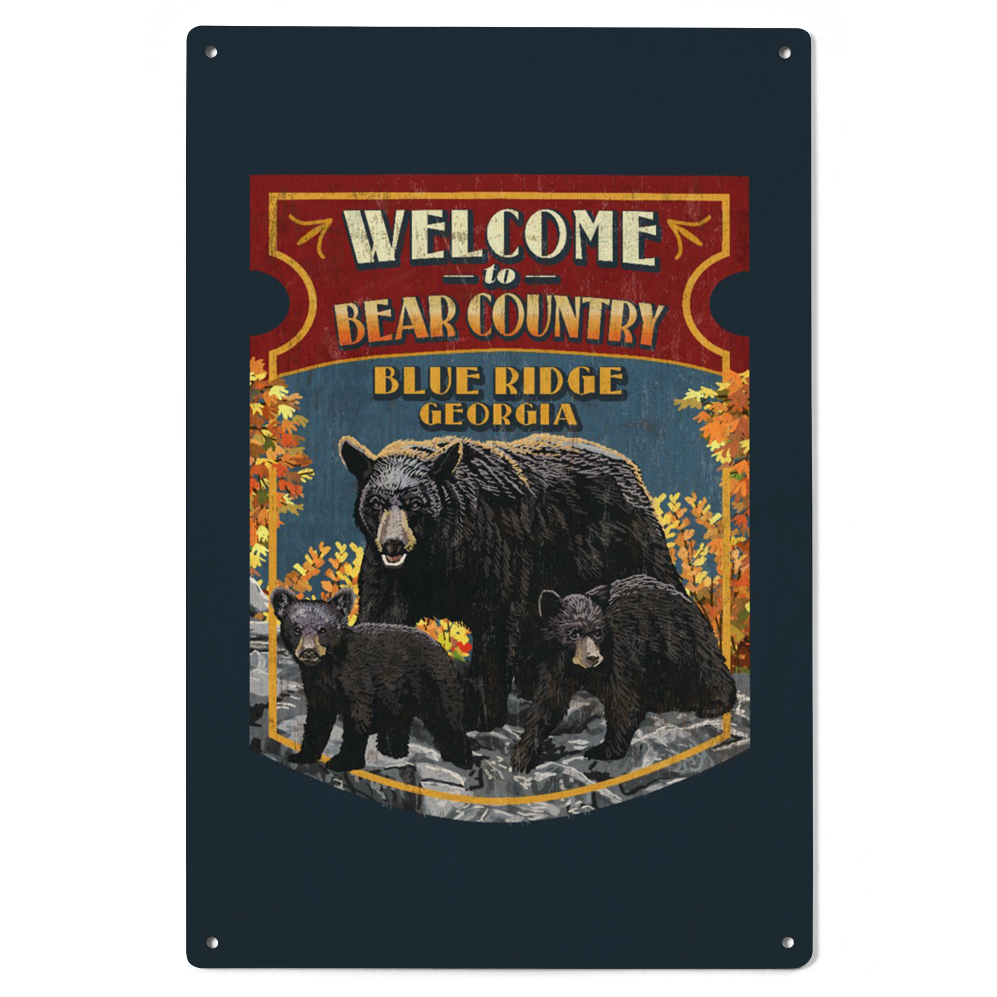 Blue Ridge, Georgia, Welcome to Bear Country, Vintage Sign, Contour ...