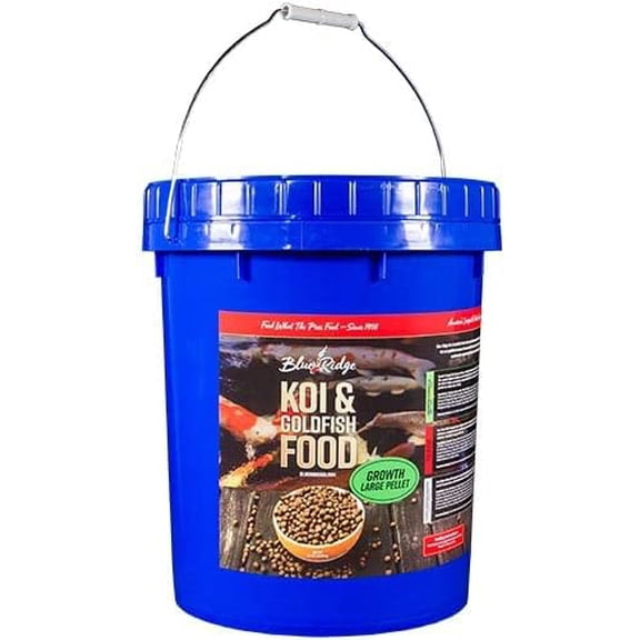 Blue Ridge Koi Fish Food 14lb - Koi Food Large 3/16" Growth Formula, Goldfish Food, Premium Fish Food for Ponds, Ponds Fish Food, Floating Pond Pellets