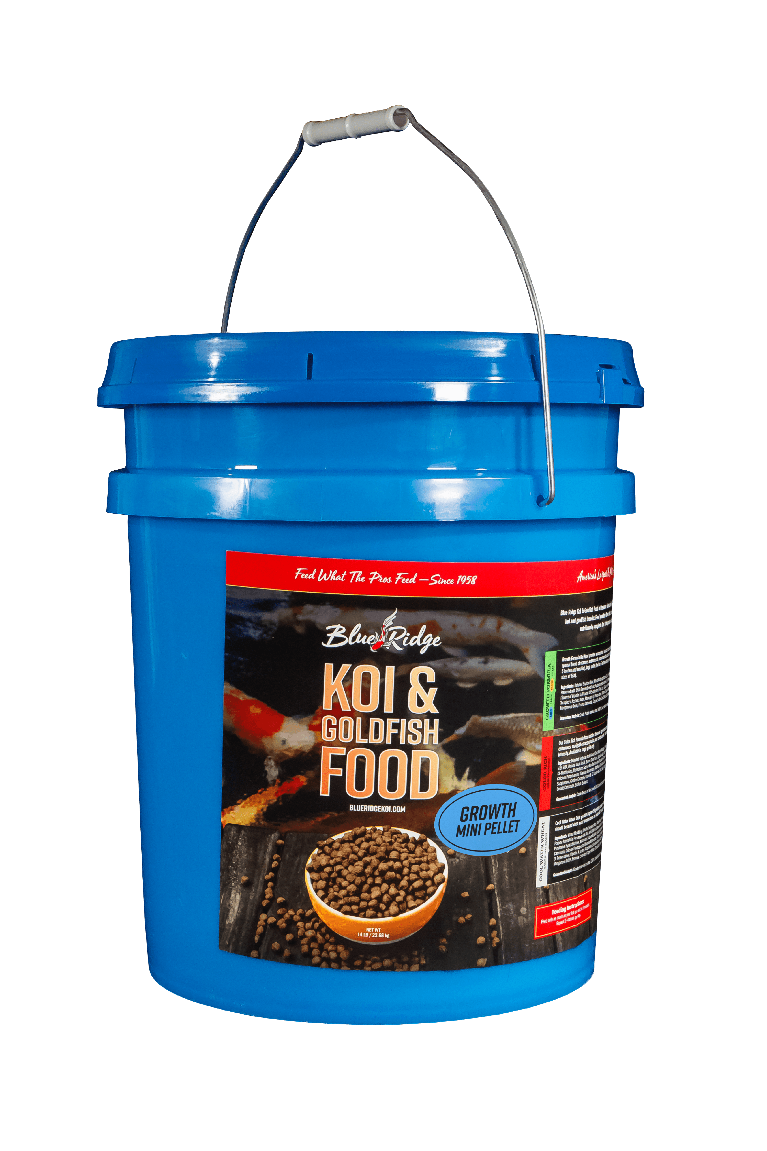 Blue Ridge Growth Formula Koi & Goldfish Food, Mini Fish Food Pellets, 14 lb