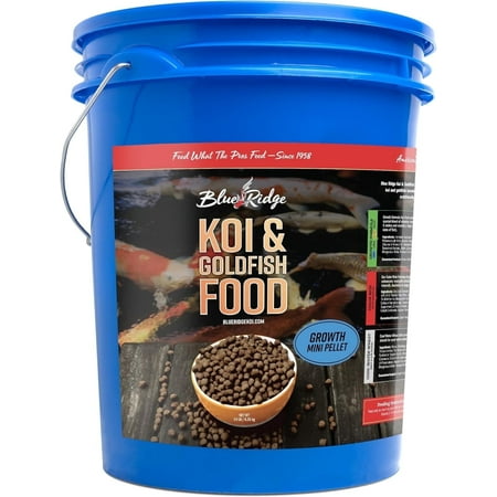 Blue Ridge Koi Fish Food 14lb - Koi Food Mini Growth Formula Goldfish Food, Premium Fish Food for Ponds, Ponds Fish Food, Koi Food Fall and Winter Fish Food, Floating Pond Pellets Fish Food