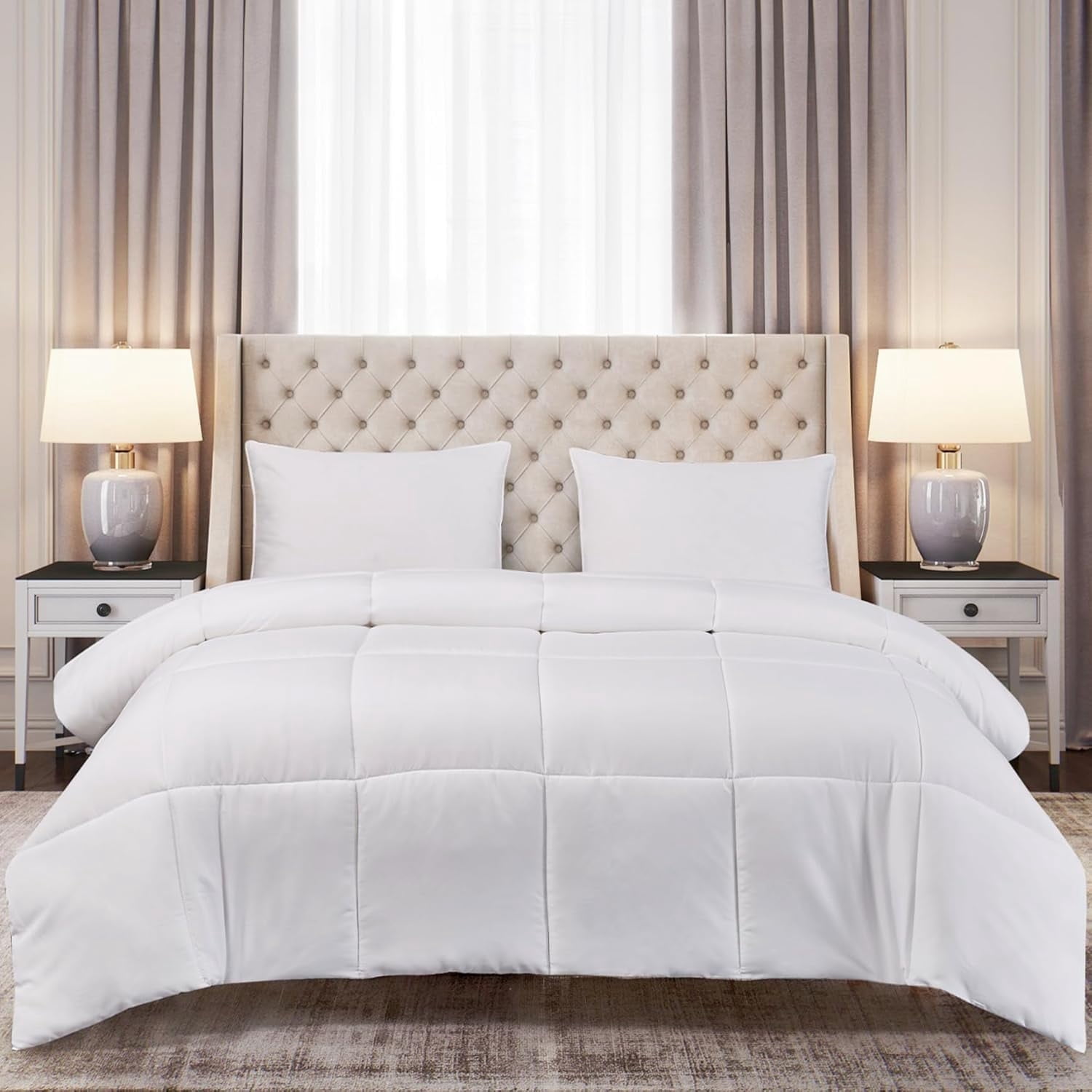 Blue Ridge Home Fashions Down Alternative Quilt Comforter for All Season, Full/Queen, White
