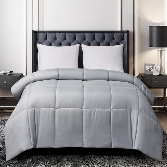 Blue Ridge Home Fashions Down Alternative Quilt Comforter for All Season, Twin, Platinum