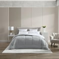 thumbnail image 1 of Blue Ridge Home Fashions Down Alternative Quilt Comforter for All Season, Twin, White/Platinum, 1 of 10