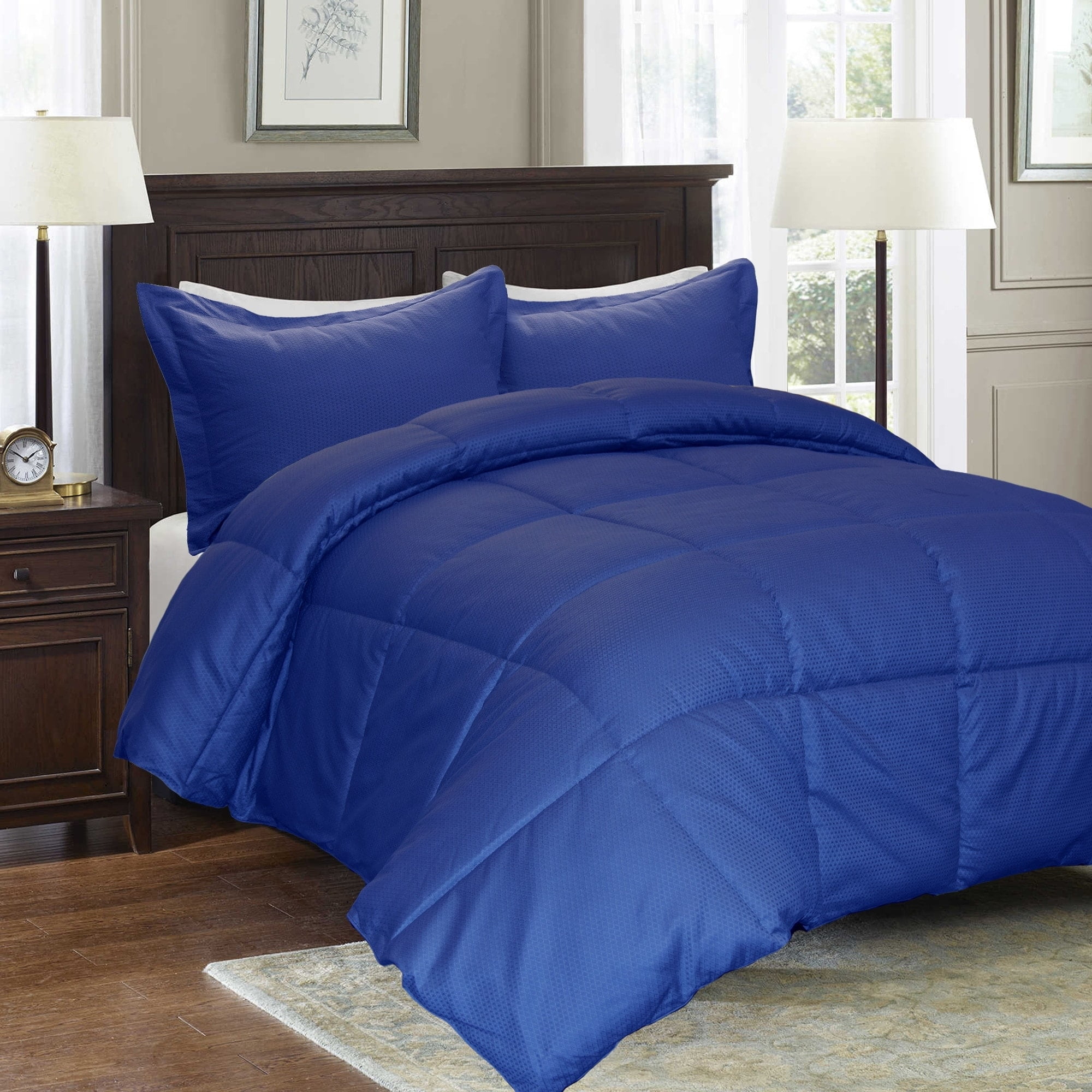 Navy Twin Cotton Reversible Down Alternative Comforter Set