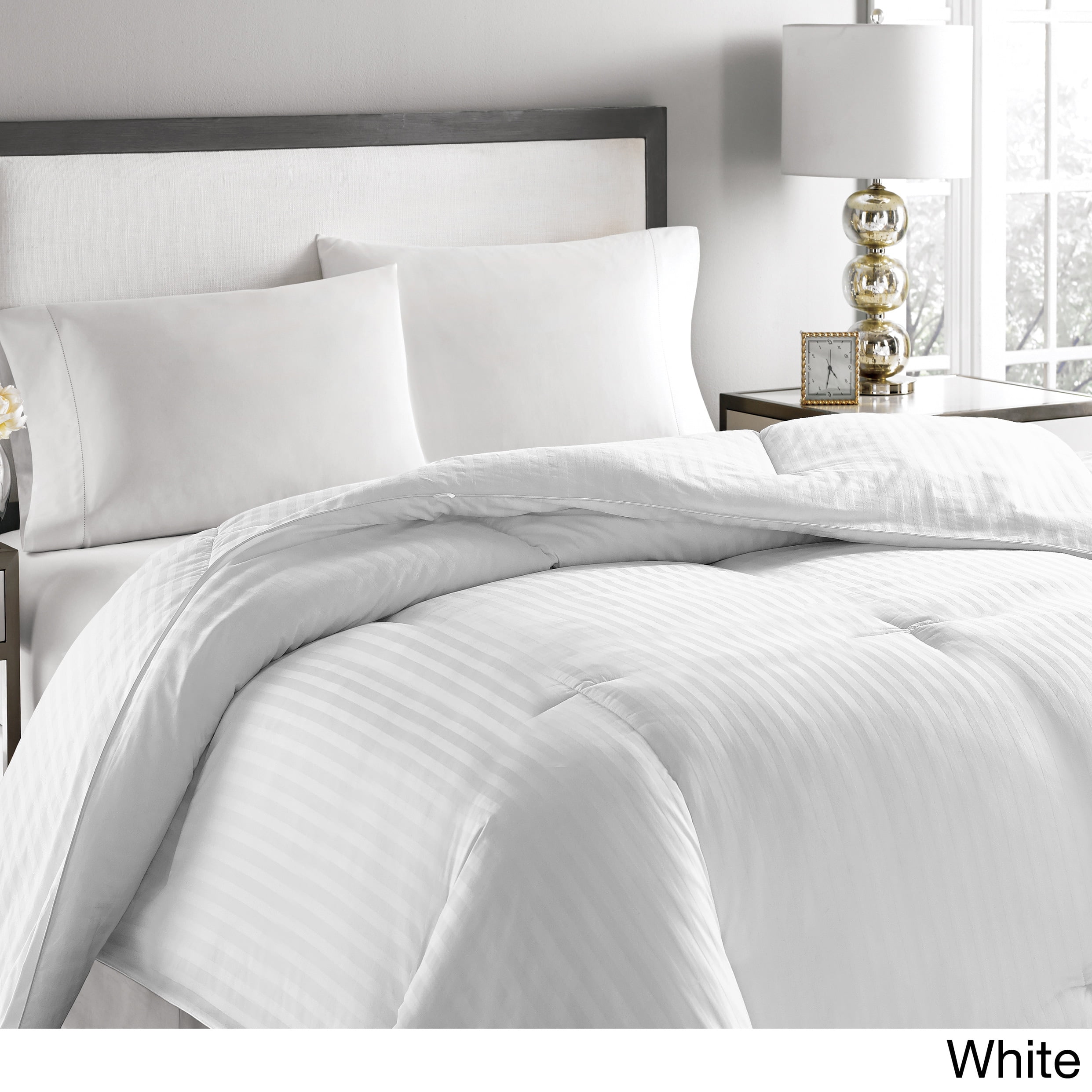 Blue Ridge Home Fashions Microfiber Striped Hypoallergenic Down Comforter White Full Queen Walmart Business Supplies