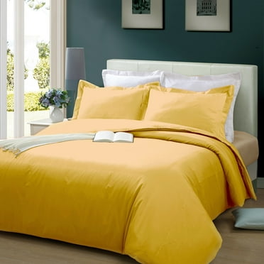 Blue Ridge Home Fashions Solid 300 Thread Count 3-piece Duvet Cover Set Gold King 3 Piece Traditional