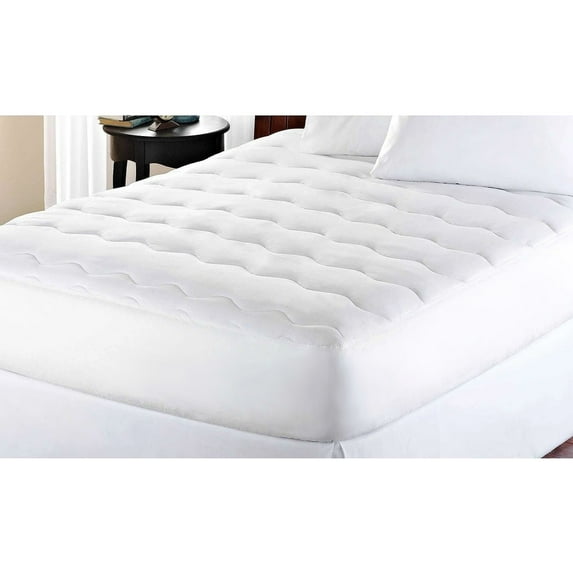 Blue Ridge Kathy Ireland Microfiber Wavy Channel Water Proof Mattress Pad - Cal/King 72X84", White