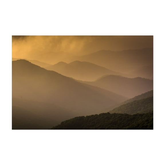 Blue Ridge Mountain Layers - North Carolina Photography Mountain Landscape Nature Sunset Scenic Forest Autumn Unframed Wall Art Print 4 x 6 inches