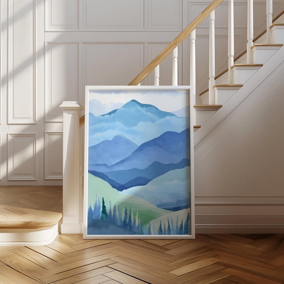 Blue Ridge Mountains Art, Nature, Rustic Landscape Poster, North Carolina Cabin Decor, Unframed Poster Size 8x12