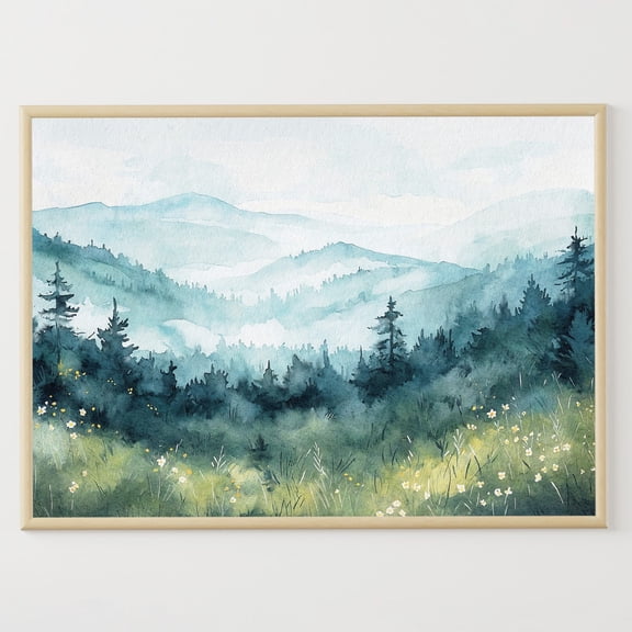Blue Ridge Mountains Art Poster: Appalachian Landscape, Unframed Canvas Size 8x12
