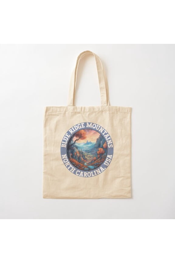 Blue Ridge Mountains North Carolina Retro Vintage Amazing Outdoors Adventure Travel Lover Gift Souvenir Cotton Tote Bag Canvas Tote Bag, Family Gift For Mother, Her