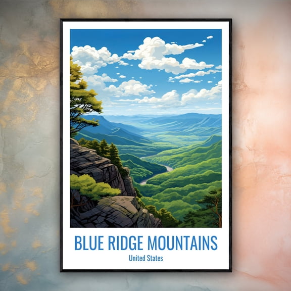 Blue Ridge Mountains Poster Nc Va Blue Ridge Parkway Wall Art Appalachian Mountain Poster Hiking Cabin Gift Shenandoah Valley Decor